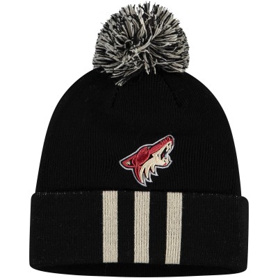 Шапка с помпоном Arizona Coyotes adidas Three Stripe Cuffed - Black