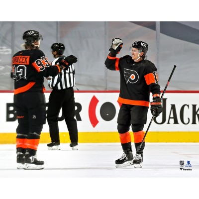 Unsigned Philadelphia Flyers Travis Konecny Fanatics Authentic 1st NHL Hat Trick Celebration Photograph