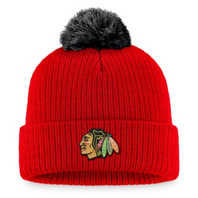 Шапка с помпоном Chicago Blackhawks Team Cuffed Knit - Red