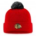 Шапка с помпоном Chicago Blackhawks Team Cuffed Knit - Red