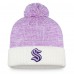 Шапка с помпоном Seattle Kraken 2022 Hockey Fights Cancer Authentic Pro Cuffed - White/Purple Шапка с помпоном Seattle Kraken 2022 Hockey Fights Cancer Authentic Pro Cuffed - White/Purple