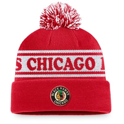 Шапка с помпоном Chicago Blackhawks Vintage Sport Resort Cuffed Knit - Red