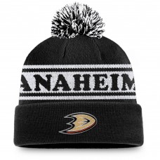 Шапка с помпоном Anaheim Ducks Fanatics Black Vintage Sport Resort Cuffed Knit