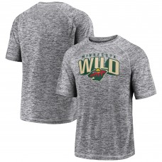 Mens Gray Minnesota Wild Team Blow the Whistle Raglan T-Shirt