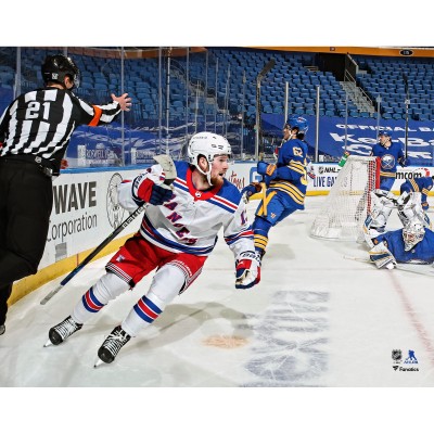 Unsigned New York Rangers Alexis Lafreniere Fanatics Authentic 1st NHL Goal Celebration Photograph
