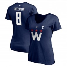 Женская футболка Washington Capitals Alexander Ovechkin Fanatics Navy 2020/21 Alternate Authentic Stack Name & Number V-Neck