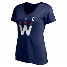 Женская футболка Washington Capitals Alexander Ovechkin Fanatics Navy 2020/21 Alternate Authentic Stack Name & Number V-Neck