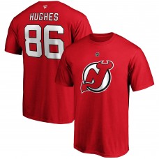 Футболка больших размеров Jack Hughes New Jersey Devils - Red