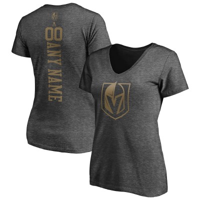 Футболка Vegas Golden Knights Womens Personalized One Color V-Neck - Heathered Charcoal