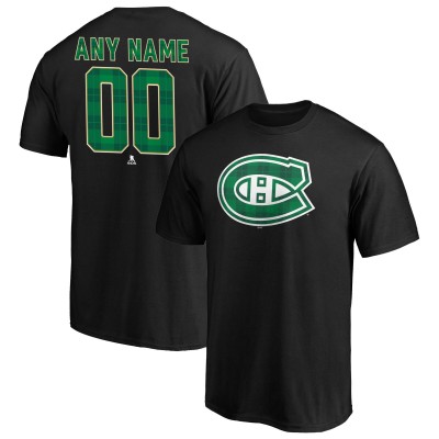 Montreal Canadiens Emerald Plaid Personalized Name &amp; Number T-Shirt - Black