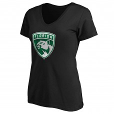 Футболка Florida Panthers Womens Emerald Plaid Personalized Name & Number V-Neck - Black