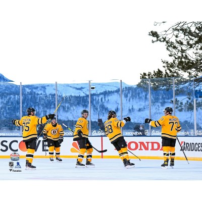 Unsigned Boston Bruins Fanatics Authentic 2021 Outdoors at Lake Tahoe Goal Celebration Photograph