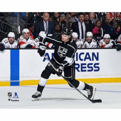 Unsigned Los Angeles Kings Adrian Kempe Fanatics Authentic Black Jersey Shooting Puck vs. Florida Panthers Photograph