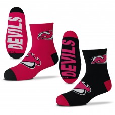 New Jersey Devils For Bare Feet Youth Two-Pack Quarter-Length Team Socks