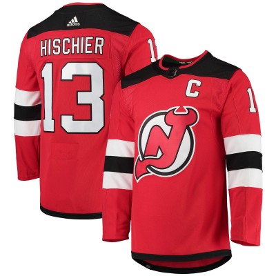 Игровая джерси Nico Hischier New Jersey Devils Adidas Home Captain Patch Primegreen Authentic Pro - Red
