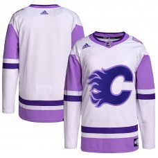 Calgary Flames adidas Hockey Fights Cancer Primegreen Authentic Blank Practice Jersey - White/Purple