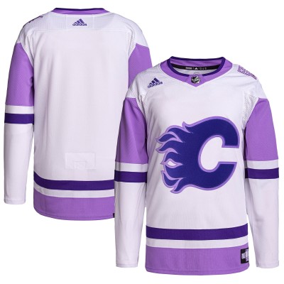 Calgary Flames adidas Hockey Fights Cancer Primegreen Authentic Blank Practice Jersey - White/Purple - оригинальные хоккейные джерси Калгари Флэймз