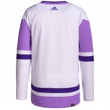 Arizona Coyotes adidas Hockey Fights Cancer Primegreen Authentic Blank Practice Jersey - White/Purple
