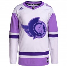 Ottawa Senators adidas Hockey Fights Cancer Primegreen Authentic Blank Practice Jersey - White/Purple