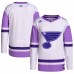 Игровая джерси St. Louis Blues adidas Hockey Fights Cancer Primegreen Authentic Blank - White/Purple