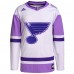 Игровая джерси St. Louis Blues adidas Hockey Fights Cancer Primegreen Authentic Blank - White/Purple