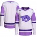 Игровая джерси Nashville Predators adidas Hockey Fights Cancer Primegreen Authentic Blank - White/Purple