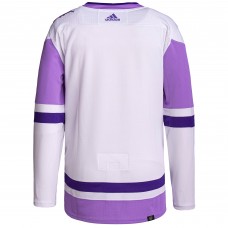 Nashville Predators adidas Hockey Fights Cancer Primegreen Authentic Blank Practice Jersey - White/Purple