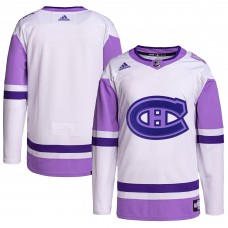 Игровая джерси Montreal Canadiens adidas Hockey Fights Cancer Primegreen Authentic Blank - White/Purple