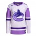 Игровая джерси Vancouver Canucks adidas Hockey Fights Cancer Primegreen Authentic Blank - White/Purple