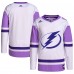 Игровая джерси Tampa Bay Lightning adidas Hockey Fights Cancer Primegreen Authentic Blank Practice - White/Purple