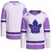 Джерси Toronto Maple Leafs adidas White/Purple Hockey Fights Cancer Primegreen Authentic Blank Practice
