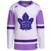 Джерси Toronto Maple Leafs adidas White/Purple Hockey Fights Cancer Primegreen Authentic Blank Practice