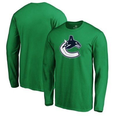 Vancouver Canucks Green Primary Logo Long Sleeve T-Shirt