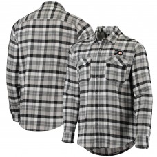 Philadelphia Flyers Antigua Ease Plaid Button-Up Long Sleeve Shirt - Black/Gray