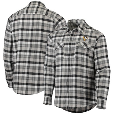 Рубашка Pittsburgh Penguins Antigua Ease Plaid Button-Up - Black/Gray