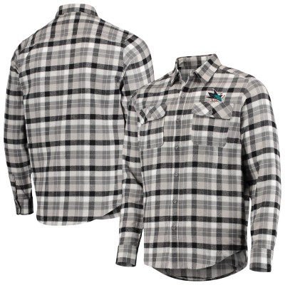 Рубашка San Jose Sharks Antigua Ease Plaid Button-Up - Black/Gray