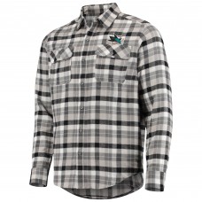 San Jose Sharks Antigua Ease Plaid Button-Up Long Sleeve Shirt - Black/Gray
