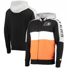 Philadelphia Flyers Starter Playoffs Color Block Full-Zip Hoodie - Black/Orange