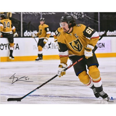 Autographed Vegas Golden Knights Mark Stone Fanatics Authentic 16 x 20 Gold Jersey Skating Photograph