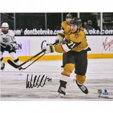 Autographed Vegas Golden Knights William Karlsson Fanatics Authentic 8 x 10 Gold Jersey Shooting Photograph