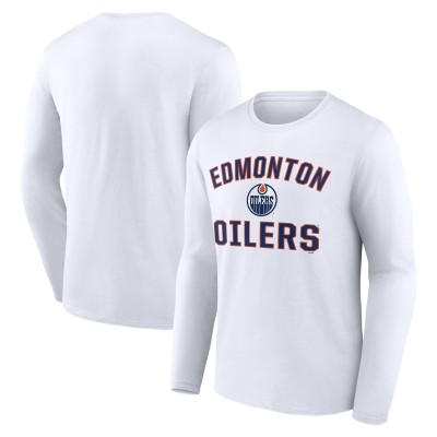 Edmonton Oilers White Victory Arch Long Sleeve T-Shirt