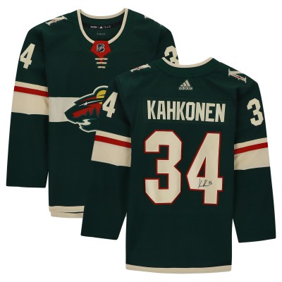Игровая джерси Kaapo Kahkonen Minnesota Wild Autographed Fanatics Authentic Green adidas Authentic