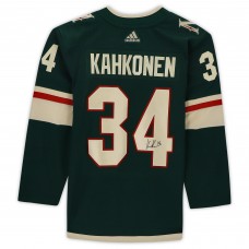 Игровая джерси Kaapo Kahkonen Minnesota Wild Autographed Fanatics Authentic Green adidas Authentic