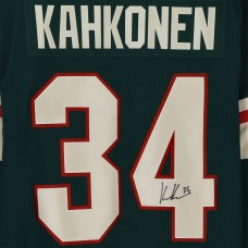 Игровая джерси Kaapo Kahkonen Minnesota Wild Autographed Fanatics Authentic Green adidas Authentic