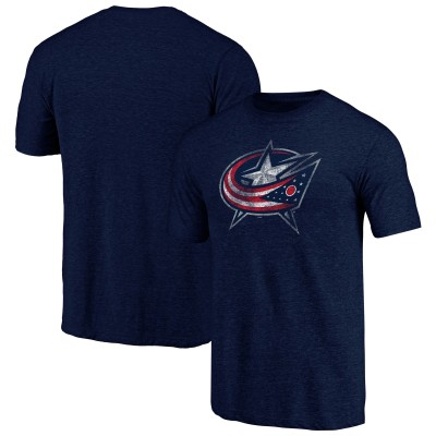 Футболка Columbus Blue Jackets Distressed Team Logo Tri-Blend - Navy