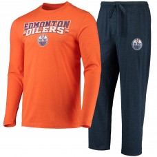 Футболка с длинным рукавом и штаны Edmonton Oilers Concepts Sport Meter - Orange/Navy