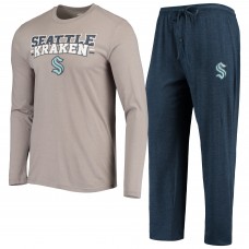 Футболка с длинным рукавом и штаны Seattle Kraken Concepts Sport Meter - Gray/Deep Sea Blue
