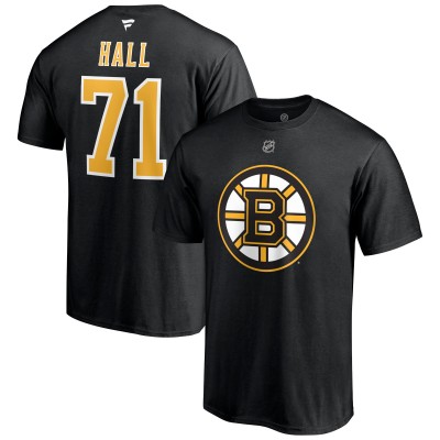 Boston Bruins Taylor Hall Fanatics Black Authentic Stack Name & Number T-Shirt