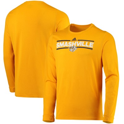 Футболка с длинным рукавом Nashville Predators Adidas Dassler AEROREADY Creator - Gold