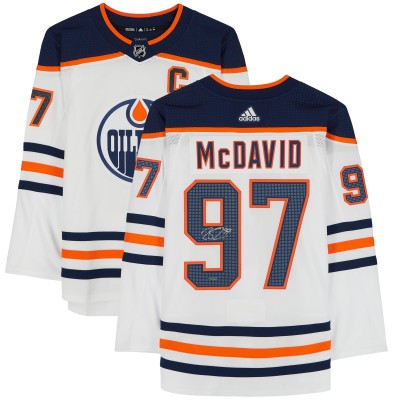 Autographed Edmonton Oilers Connor McDavid Fanatics Authentic White adidas Authentic Jersey - Upper Deck